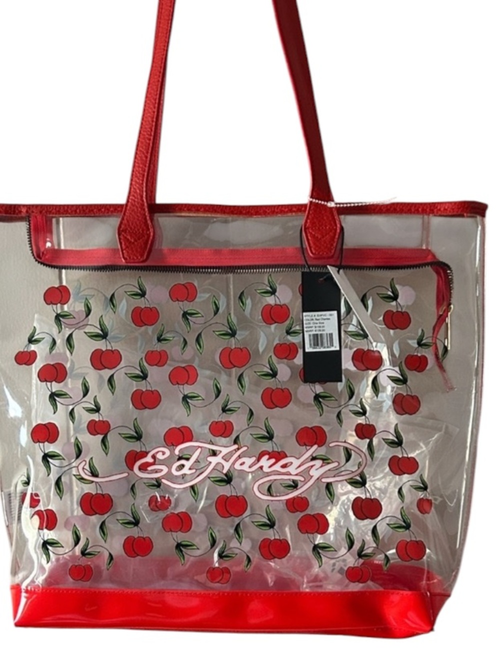 Ed Hardy Red and Clear Cherry Tote